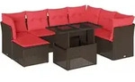 vidaXL 8-teiliges Gartensofa-Set mit Kissen, braun, Polyrattan - Braun