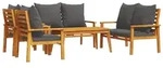 vidaXL 5-tlg. Garten-Lounge-Set mit Kissen Massivholz Akazie - Braun