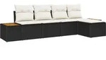 vidaXL Gartensofa-set mit Kissen 5 pcs Schwarz Poly Rattan - Schwarz