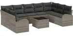 vidaXL Gartensofa-set mit Kissen mit Speicher 10 pcs Grau Poly-Rattan - Grau