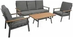 DEGAMO Loungeset CALGARY, Alu anthrazit + Kunstholz braun, Polster grau - Grau