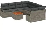 vidaXL Gartensofa-set mit Kissen 9 pcs Grau Poly-Rattan - Grau