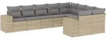 vidaXL 9-tlg. Garten-Sofagarnitur mit Kissen Beige Poly Rattan - Beige