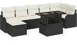 vidaXL Garten-Sofa-Set mit Kissen 8 pcs Schwarz Poly Rattan - Schwarz