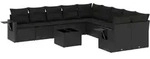 vidaXL 11-tlg. Garten-Sofagarnitur mit Kissen Schwarz Poly Rattan - Schwarz
