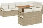 vidaXL Garten-Sofa-Set mit Speicher 9 pcs Beige Poly Rattan - Beige