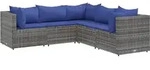vidaXL 5-tlg. Garten-Lounge-Set mit Kissen Grau Poly Rattan - Grau