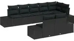 vidaXL Gartensofa-set mit Speicher 8 pcs Schwarz Poly Rattan - Schwarz