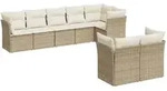 vidaXL 8-tlg. Garten-Sofagarnitur mit Kissen Beige Poly Rattan - Beige