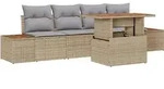 vidaXL Garten-Sofa-Set mit Speicher 5 pcs Beige Poly Rattan - Beige