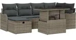 vidaXL Garten-Sofa-Set mit Kissen mit Speicher 7 pcs Grau Poly Rattan - Grau