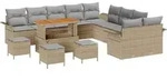 vidaXL Gartensofa-set mit Kissen 14 pcs Beige Poly-Rattan - Beige