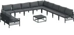 vidaXL Gartensofa-set mit Kissen 12 pcs Schwarz Stahl - Grau
