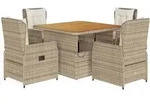 vidaXL 5-tlg. Garten-Essgruppe mit Kissen Beige Poly Rattan - Beige
