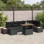 vidaXL Garten-Sofa-Set mit Speicher 8 pcs Schwarz Poly Rattan - Schwarz