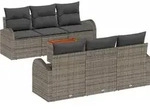vidaXL Gartensofa-set mit Kissen 7 pcs Grau Poly-Rattan - Grau