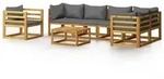 vidaXL 7-tlg. Garten-Lounge-Set mit Auflagen Massivholz Akazie - Grau