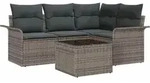 vidaXL Gartensofa-set mit Speicher 5 pcs Grau Poly-Rattan - Grau