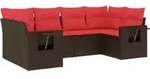 vidaXL 6-teiliges Gartensofa-Set mit Kissen, braun, Polyrattan - Braun