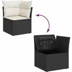 vidaXL Gartensofa-set mit Speicher 9 pcs Schwarz und Creme Poly-Rattan - Schwarz