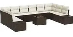 vidaXL Gartensofa-set mit Kissen 11 pcs Braun Poly-Rattan - Braun