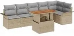 vidaXL Garten-Sofa-Set mit Speicher 7 pcs Beige Poly Rattan - Beige