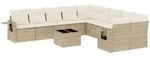 vidaXL 11-tlg. Garten-Sofagarnitur mit Kissen Beige Poly Rattan - Beige