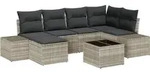 vidaXL Garten-Sofa-Set mit Kissen 6 pcs Hellgrau Poly-Rattan - Hellgrau