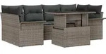 vidaXL Garten-Sofa-Set mit Kissen 7 pcs Grau Poly Rattan - Grau