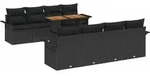 vidaXL Garten-Sofa-Set mit Speicher 9 pcs Schwarz Poly Rattan - Schwarz