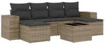 vidaXL 7-tlg. Garten-Sofagarnitur mit Kissen Grau Poly Rattan - Grau