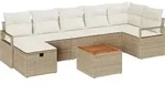 vidaXL Gartensofa-set mit Kissen mit Speicher 8 pcs Beige Poly-Rattan - Beige