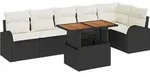 vidaXL Garten-Sofa-Set mit Speicher 7 pcs Schwarz Poly Rattan - Schwarz