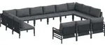 vidaXL Gartensofa-set mit Kissen 13 pcs Schwarz Stahl - Grau