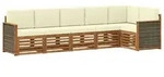vidaXL Ecksofa Set mit Kissen 5 pcs Natur und Creme - Wei&szlig;