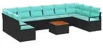 vidaXL Gartensofa-set mit Kissen 11 pcs Schwarz Poly-Rattan - Schwarz