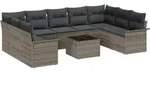 vidaXL Gartensofa-set mit Speicher 10 pcs Schwarz Poly-Rattan - Grau