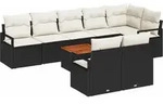vidaXL Gartensofa-set mit Kissen 9 pcs Schwarz Poly-Rattan - Schwarz