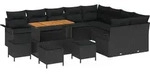 vidaXL Gartensofa-set mit Kissen 13 pcs Schwarz Poly-Rattan - Schwarz