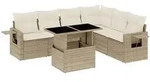 vidaXL 7-tlg. Garten-Sofagarnitur mit Kissen Beige Poly Rattan - Beige