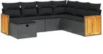vidaXL 7-tlg. Garten-Sofagarnitur mit Kissen Schwarz Poly Rattan - Schwarz