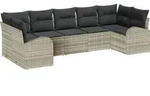 vidaXL Gartensofa-set mit Kissen 7 pcs Hellgrau Poly-Rattan - Hellgrau