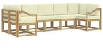 vidaXL Outdoor-Sofagarnitur mit Kissen 7 pcs Wei&szlig; und Creme - Braun