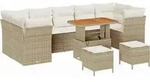 vidaXL Gartensofa-set 10 pcs Beige Poly-Rattan - Beige