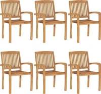 vidaXL 3073269, vidaXL Stapelbare Gartenst&uuml;hle mit Kissen 6 Stk. Massivholz...