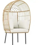 Outsunny Rattansessel Ei-F&ouml;rmig mit abnehmbarem Kissen, Polster, &uuml;bergro&szlig;e Outdoor