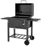 Outsunny BBQ Grillwagen mit Deckel und Ablagen Metall Schwarz Smoker Camping -