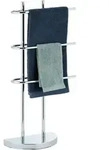 Relaxdays Handtuchhalter Chrom, dreiarmig, halbrunder Fu&szlig;, Handtuchst&auml;nder