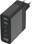 Sitecom 140W GaN Wandladeger&auml;t mit LED-Anzeige und USB-C/USB-A - Schwarz