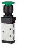 Riegler 5/2-Wegeventil, manuell &raquo;M5&laquo;, Pilztaster, monostabil, G 1/4, gr&uuml;n